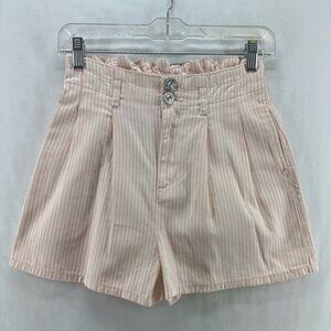 BDG Urban Outfitters Short Womens Sz S-P Pleated High Waisted Striped Cream Pink